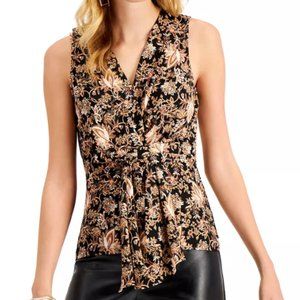 INC International Concepts Black Floral Blouse